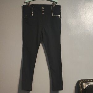 EUC BAE CITY Olive Green SKINNY Pants with Gold Accents AND Zipper Pulls
